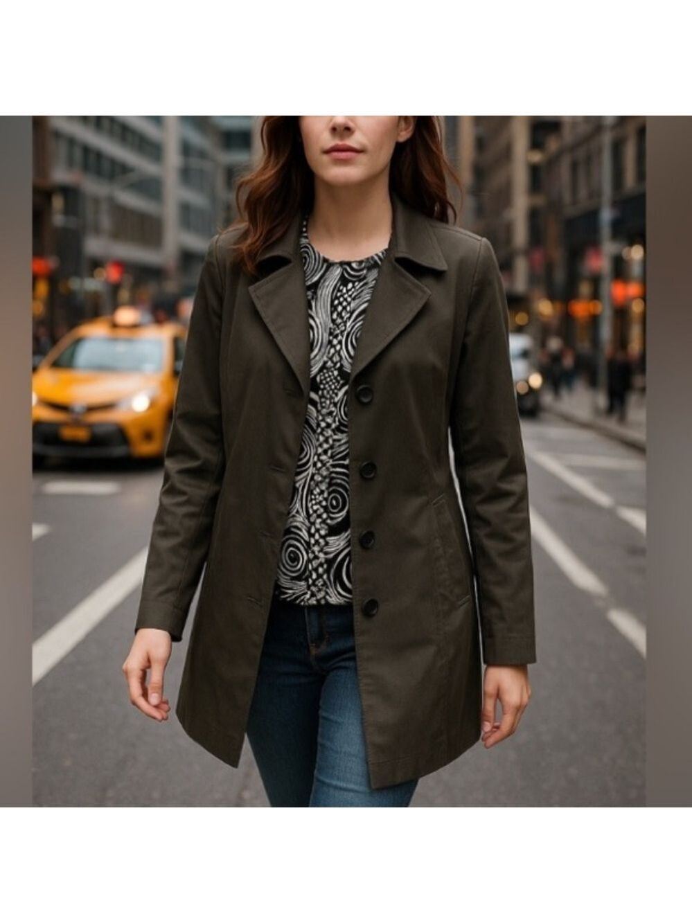 Aritzia Talula Trench Coat Khaki Green 3/4.